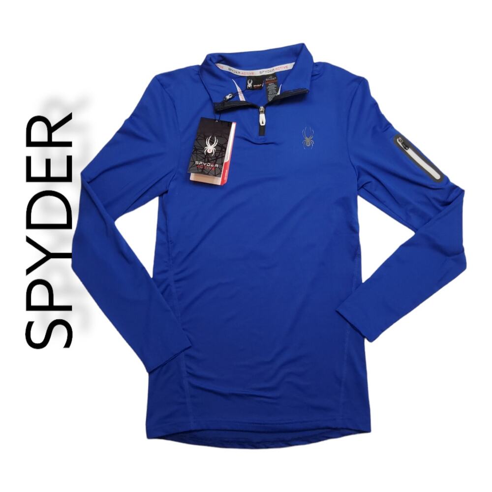 NWT. SPYDER ACTIVE  QUARTER FRONT ZIP SIZE SMALL ROYAL BLUE